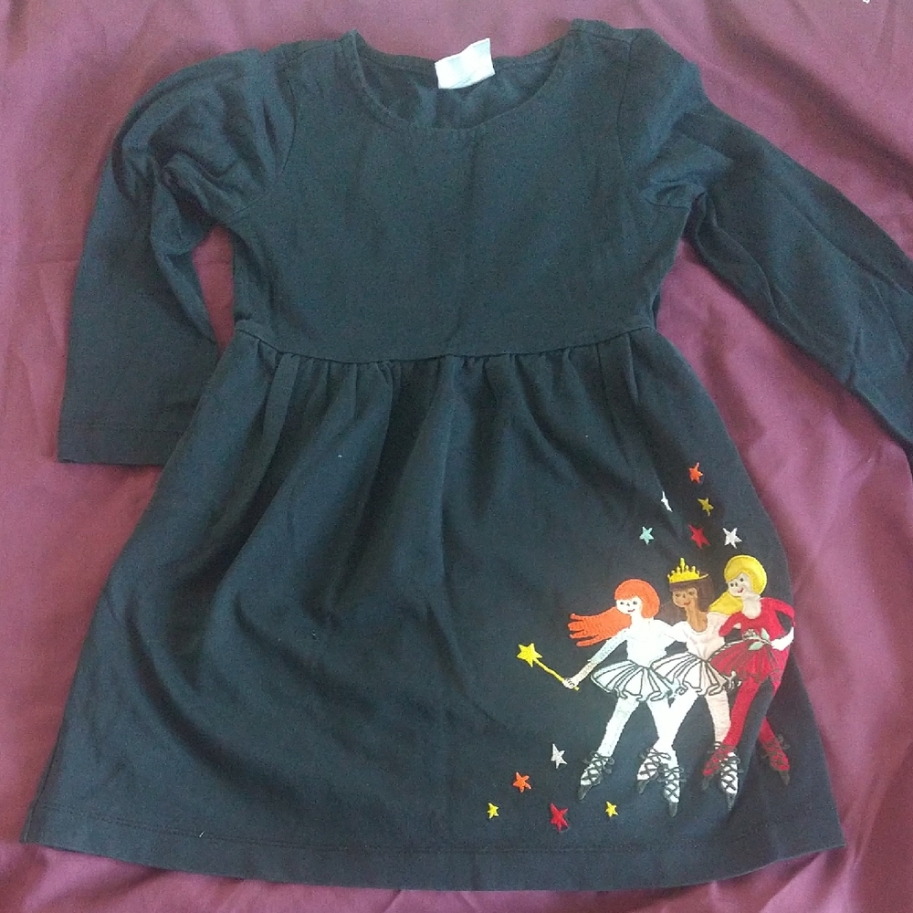 Hanna Andersson Black Dress with Colorful Print